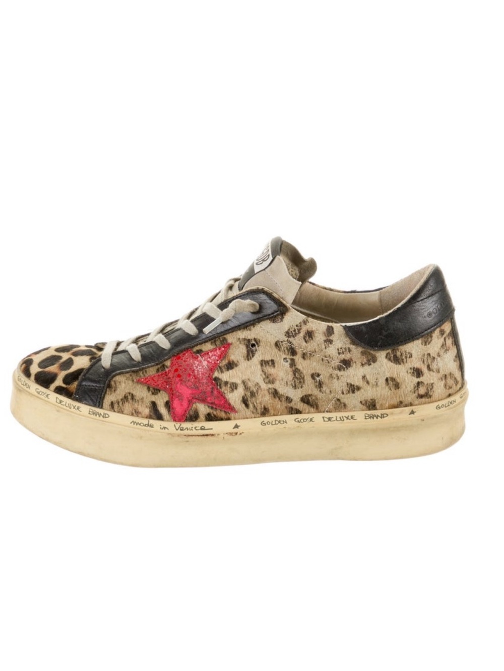 Golden Goose Leopard-Print Superstar Sneaker with Pink-Red Star